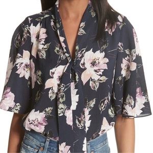 Rebecca Taylor MAGNOLIA SILK FLORAL TOP